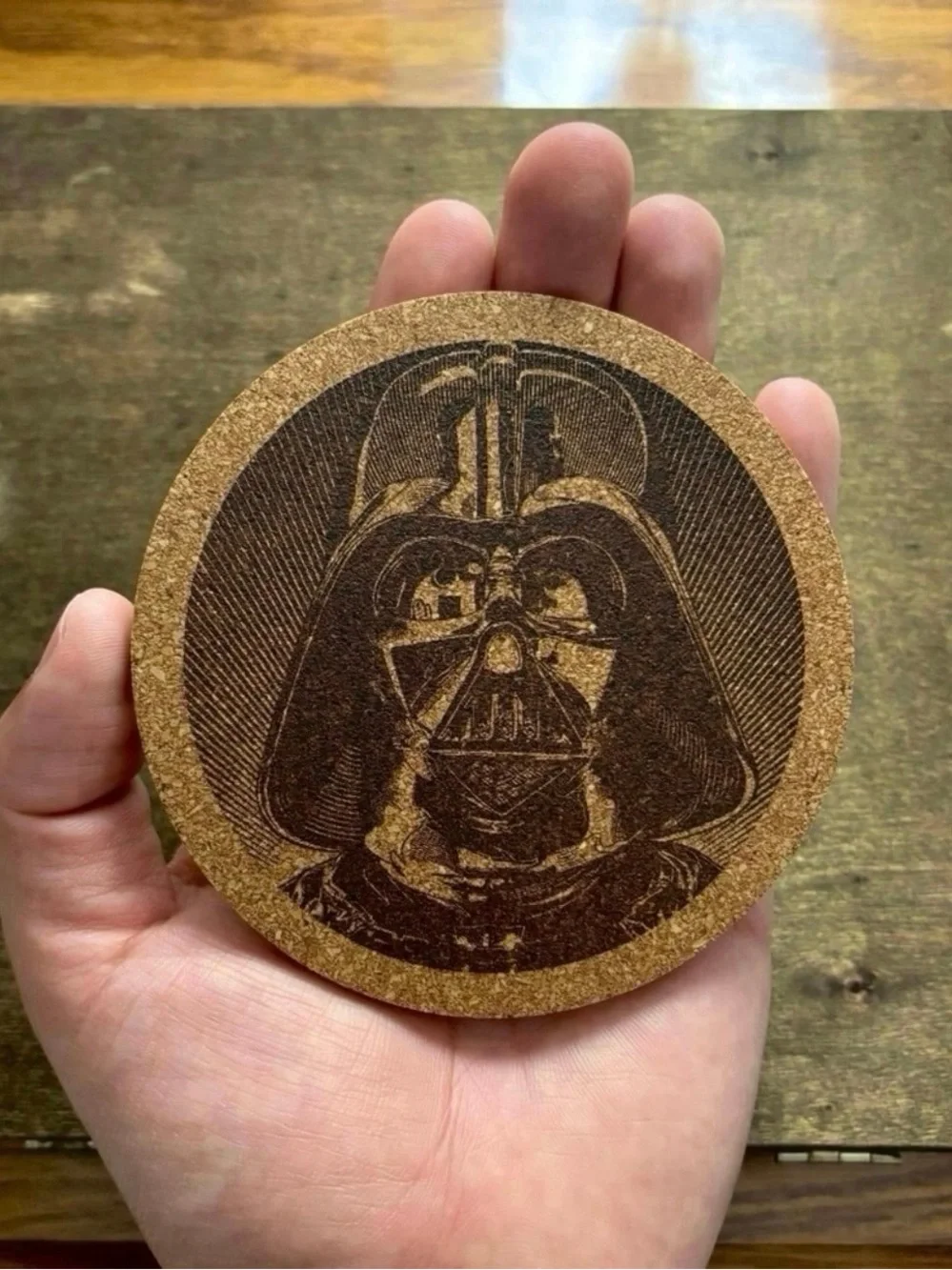 Star Wars Darth Vader Laser Engraved Cork Coaster